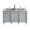 James Martin Vanities Brittany 60in Double Vanity, Urban Gray w/ 3 CM Carrara Marble Top 650-V60D-UGR-3CAR - alternate 1